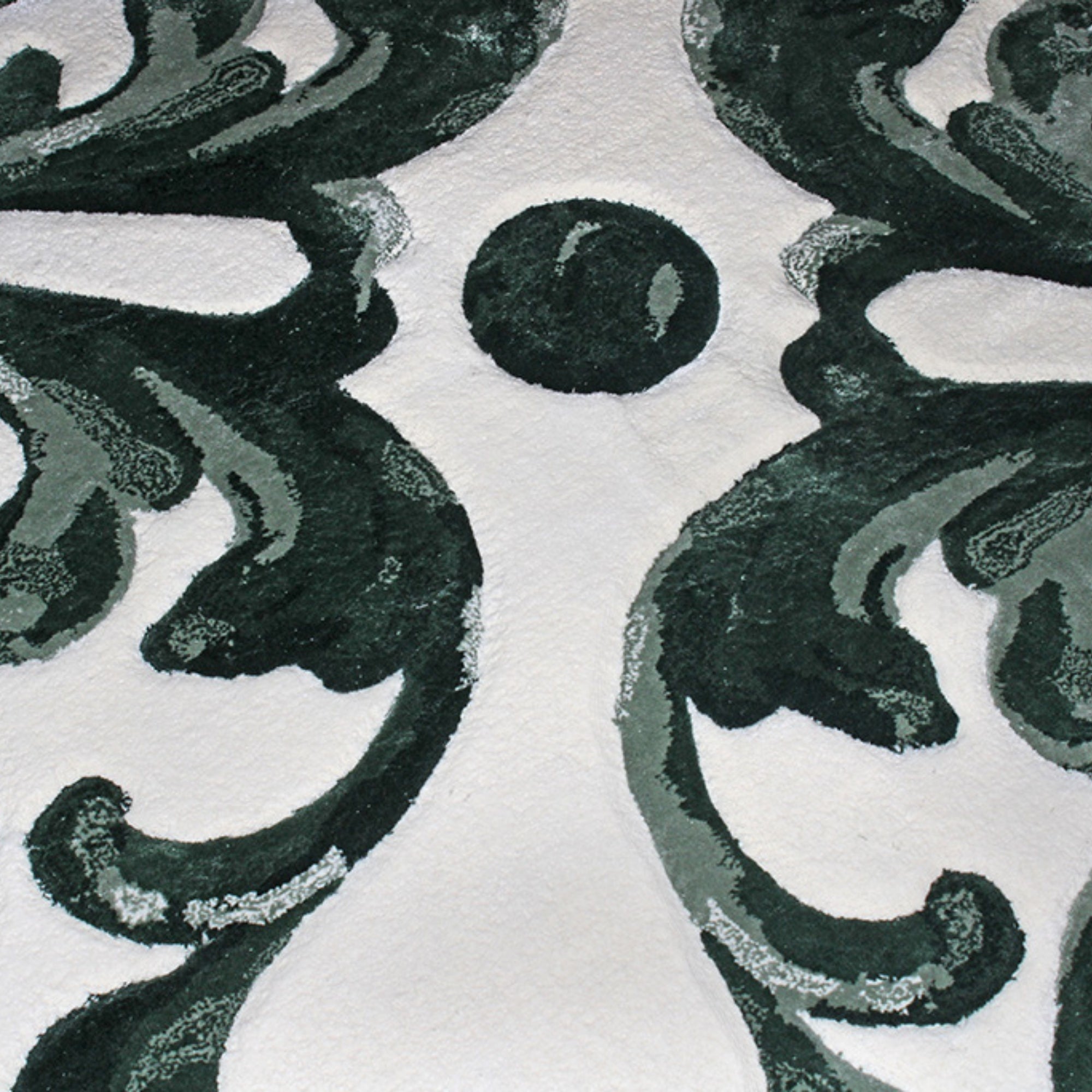 Handmade Wool Rug Tuft Weaving, Sustainable Contemporary Carpet, Green Baroque Design, Rectangular Shape, Custom Made On-Demand in Turkiye_ETUGENE_Mallorca-001-GD-Design