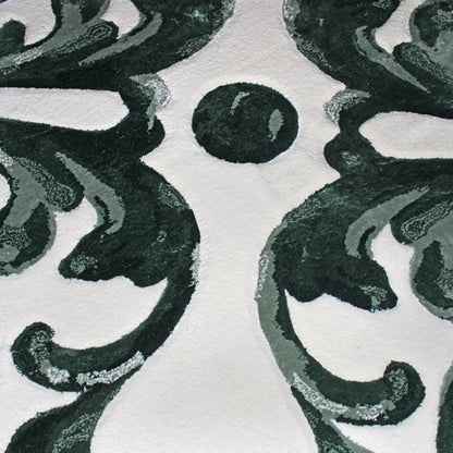 Handmade Wool Rug Tuft Weaving, Sustainable Contemporary Carpet, Green Baroque Design, Rectangular Shape, Custom Made On-Demand in Turkiye_ETUGENE_Mallorca-001-GD-Design