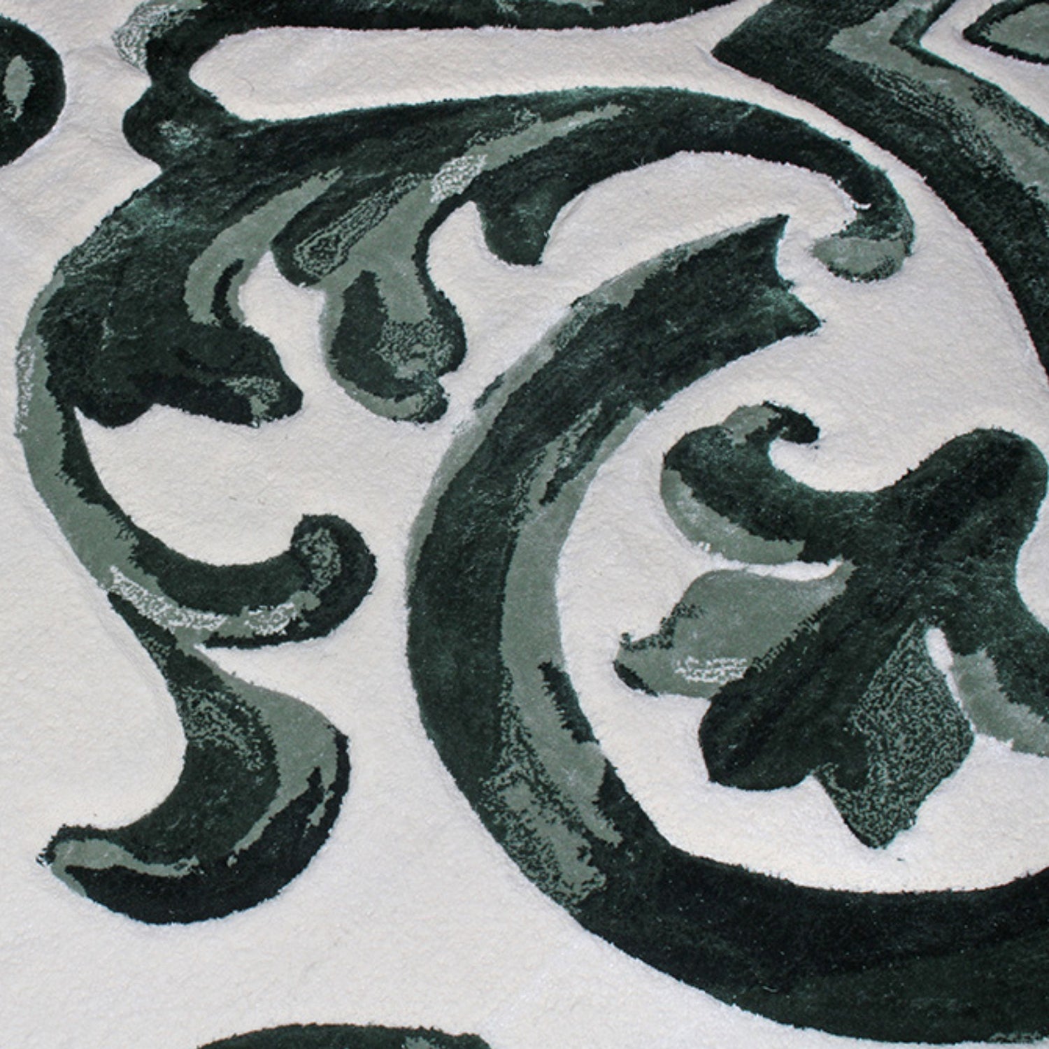 Handmade Wool Rug Tuft Weaving, Sustainable Contemporary Carpet, Green Baroque Design, Rectangular Shape, Custom Made On-Demand in Turkiye_ETUGENE_Mallorca-001-GD-Motifs