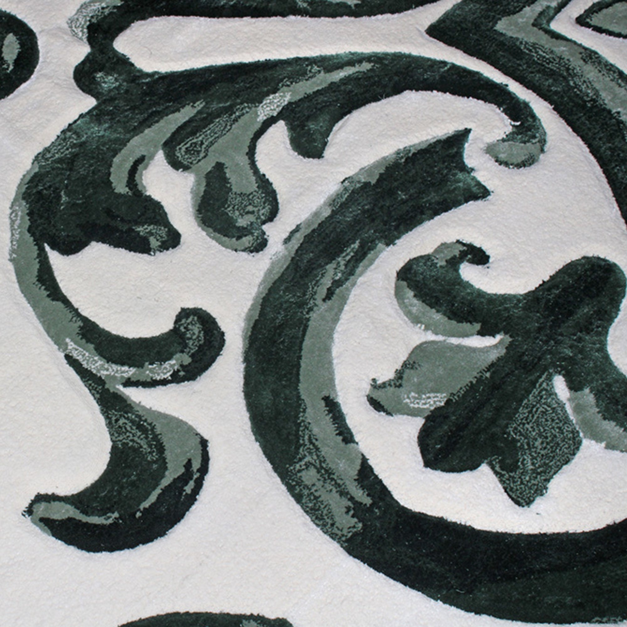 Handmade Wool Rug Tuft Weaving, Sustainable Contemporary Carpet, Green Baroque Design, Rectangular Shape, Custom Made On-Demand in Turkiye_ETUGENE_Mallorca-001-GD-Motifs