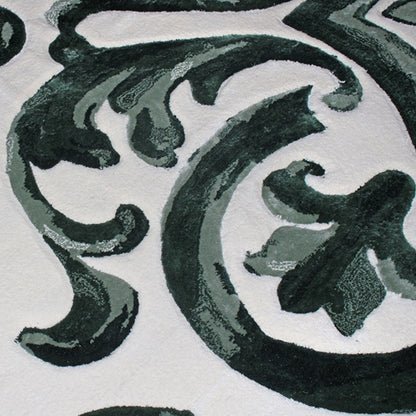 Handmade Wool Rug Tuft Weaving, Sustainable Contemporary Carpet, Green Baroque Design, Rectangular Shape, Custom Made On-Demand in Turkiye_ETUGENE_Mallorca-001-GD-Motifs