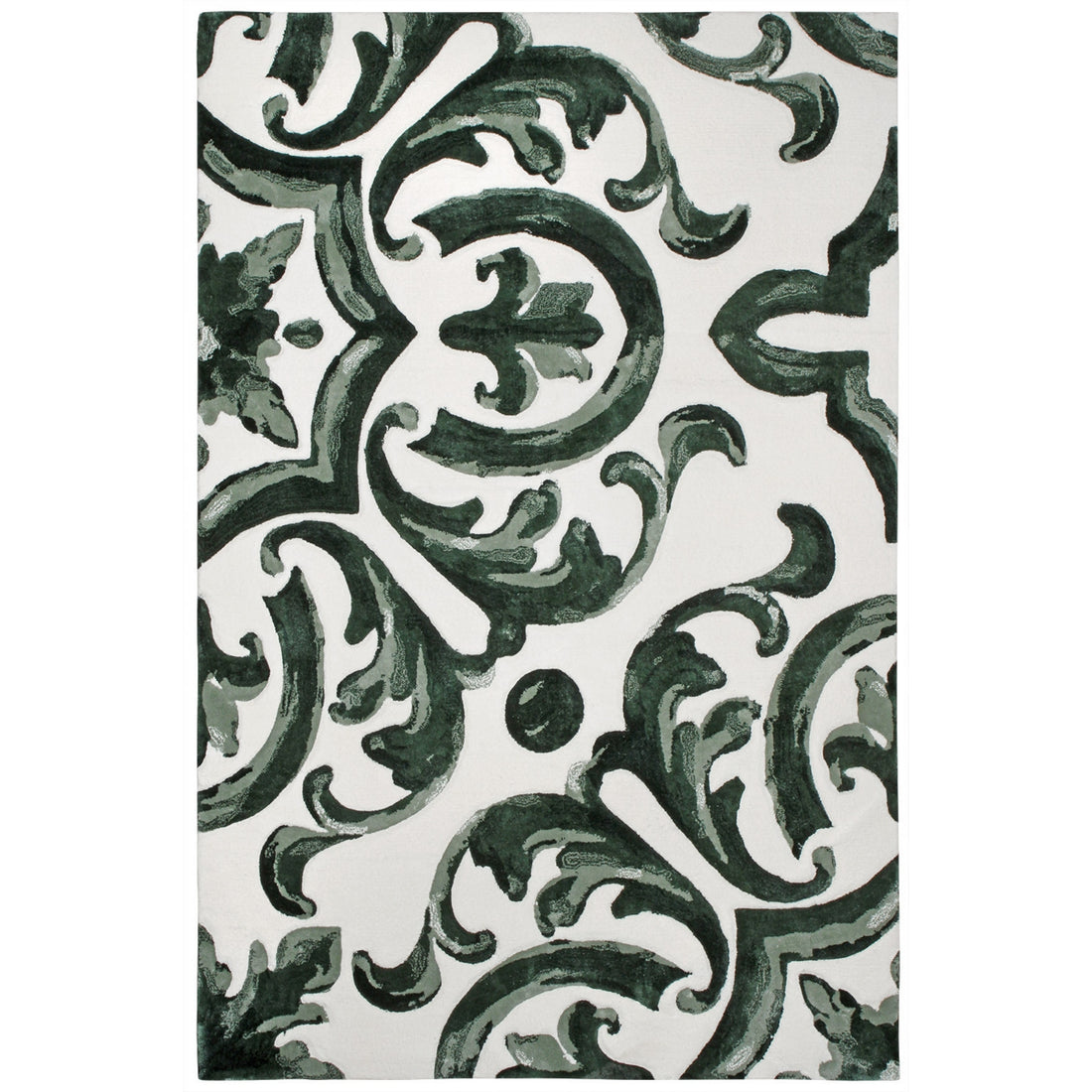 Handmade Wool Rug Tuft Weaving, Sustainable Contemporary Carpet, Green Baroque Design, Rectangular Shape, Custom Made On-Demand in Turkiye_ETUGENE_Mallorca-001-GD