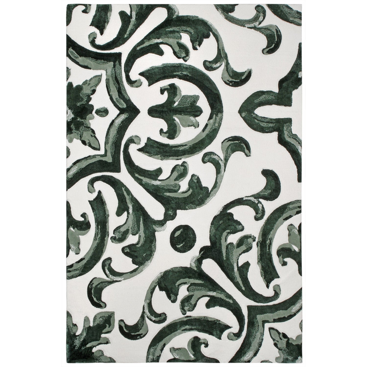 Handmade Wool Rug Tuft Weaving, Sustainable Contemporary Carpet, Green Baroque Design, Rectangular Shape, Custom Made On-Demand in Turkiye_ETUGENE_Mallorca-001-GD