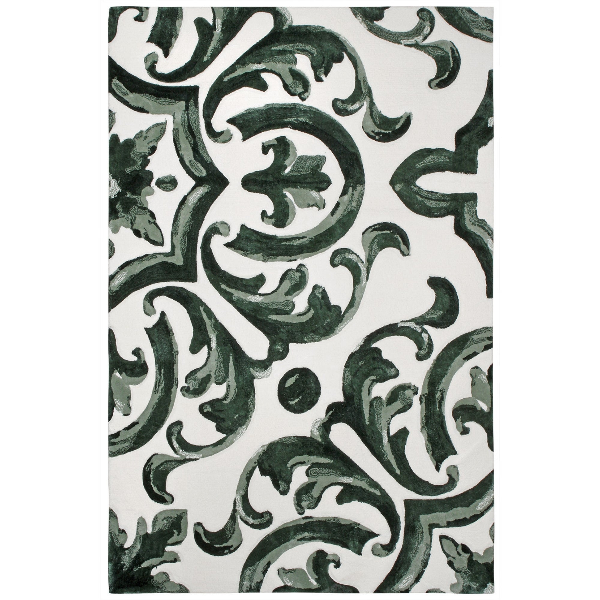 Handmade Wool Rug Tuft Weaving, Sustainable Contemporary Carpet, Green Baroque Design, Rectangular Shape, Custom Made On-Demand in Turkiye_ETUGENE_Mallorca-001-GD