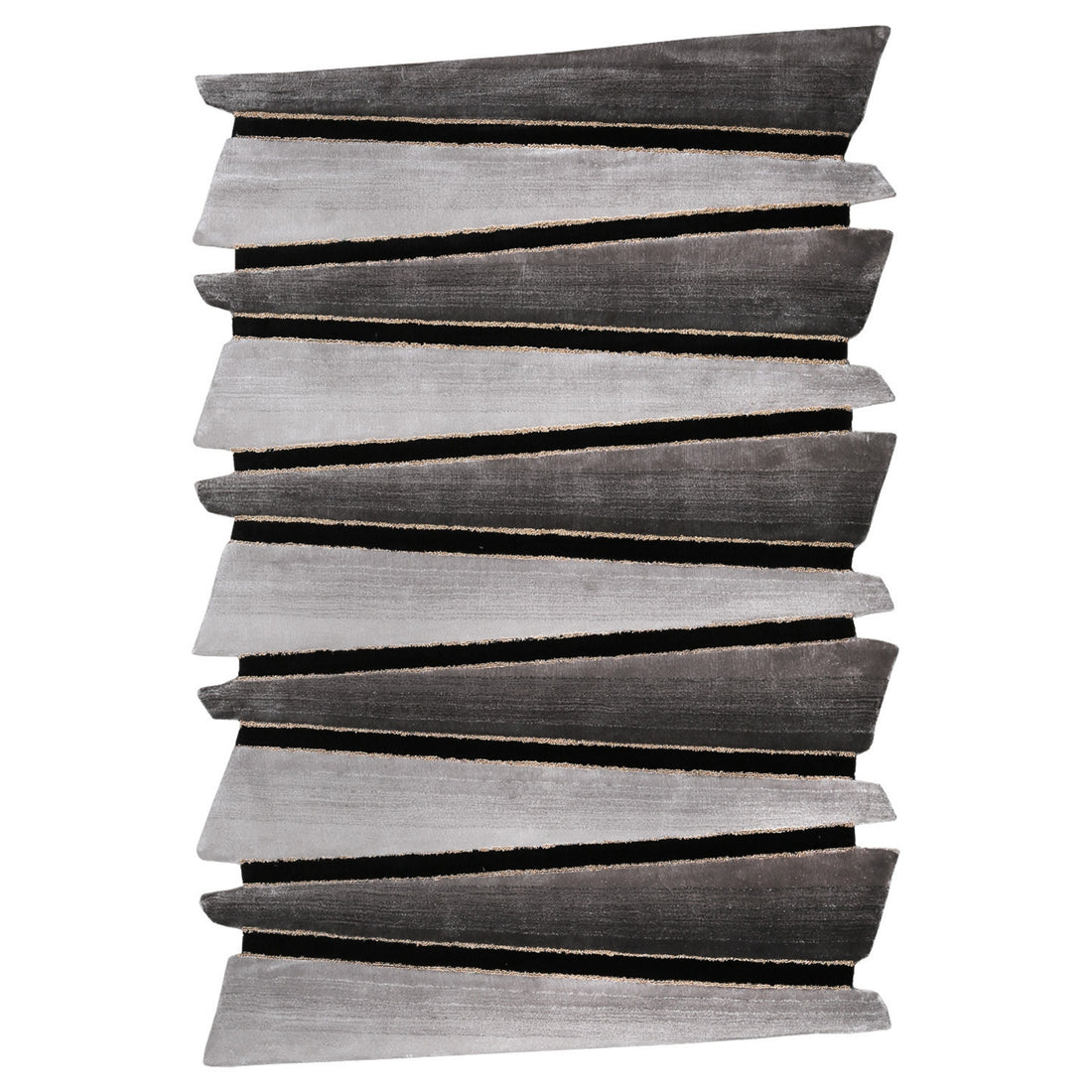 Handmade Wool Rug Tuft Weaving, Sustainable Contemporary Carpet, Grey Pleat Design, Irregular Shape, Custom Made On-Demand in Turkiye_ETUGENE_Pleat-003-A