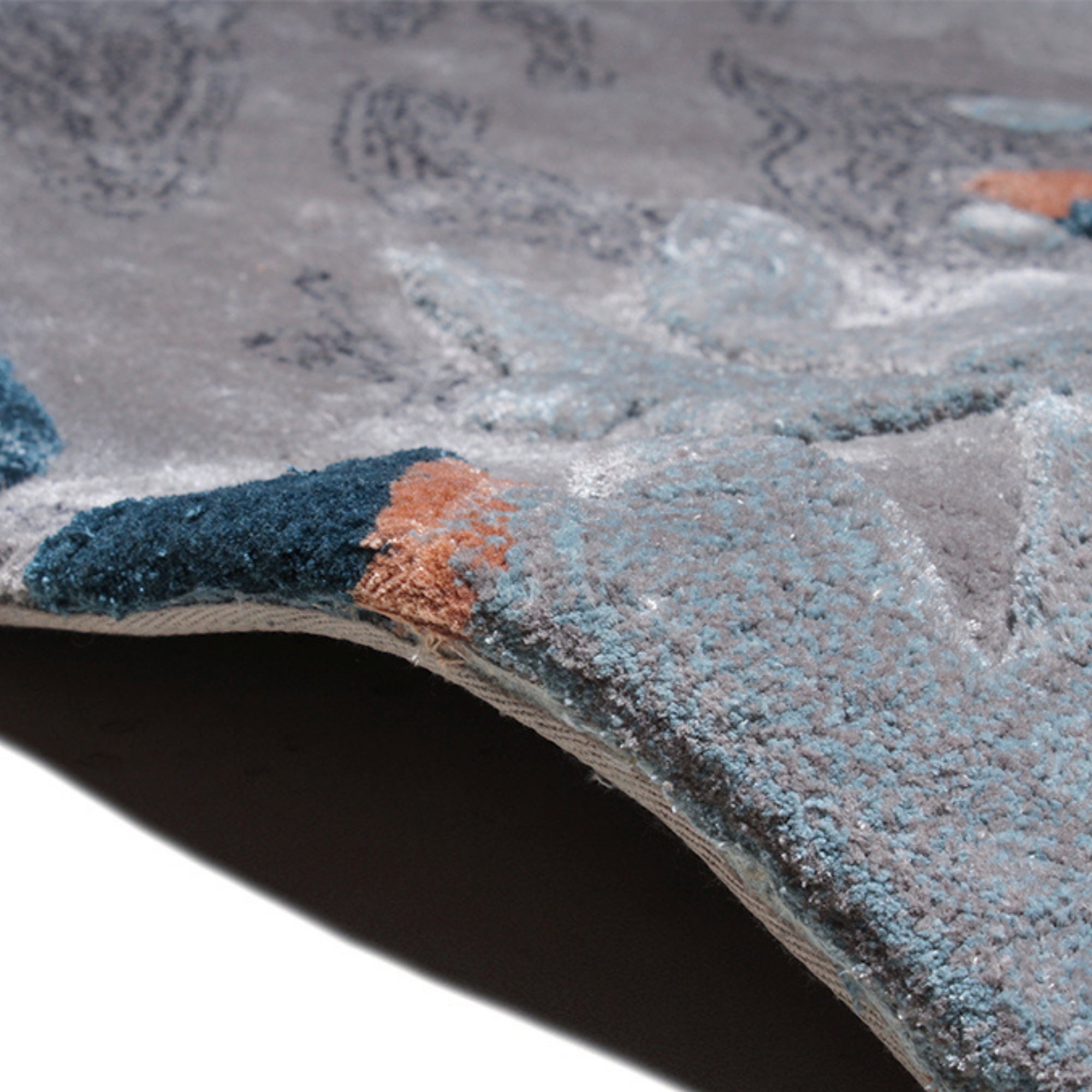 Handmade Wool Rug Tuft Weaving, Sustainable Contemporary Carpet, Grey Rock Shape, Irregular Shape, Custom Made On-Demand in Turkiye_ETUGENE_Rock-001-M-Border