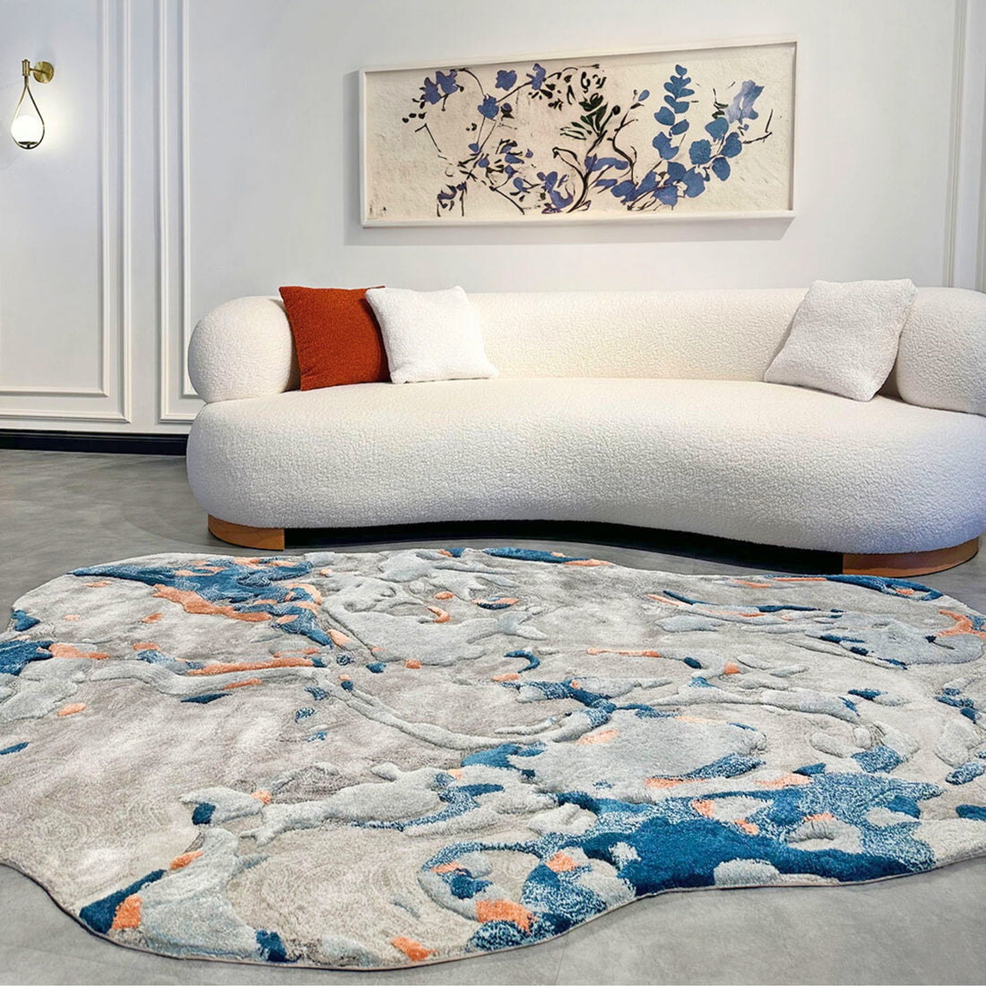 Handmade Wool Rug Tuft Weaving, Sustainable Contemporary Carpet, Grey Rock Shape, Irregular Shape, Custom Made On-Demand in Turkiye_ETUGENE_Rock-001-M-Home