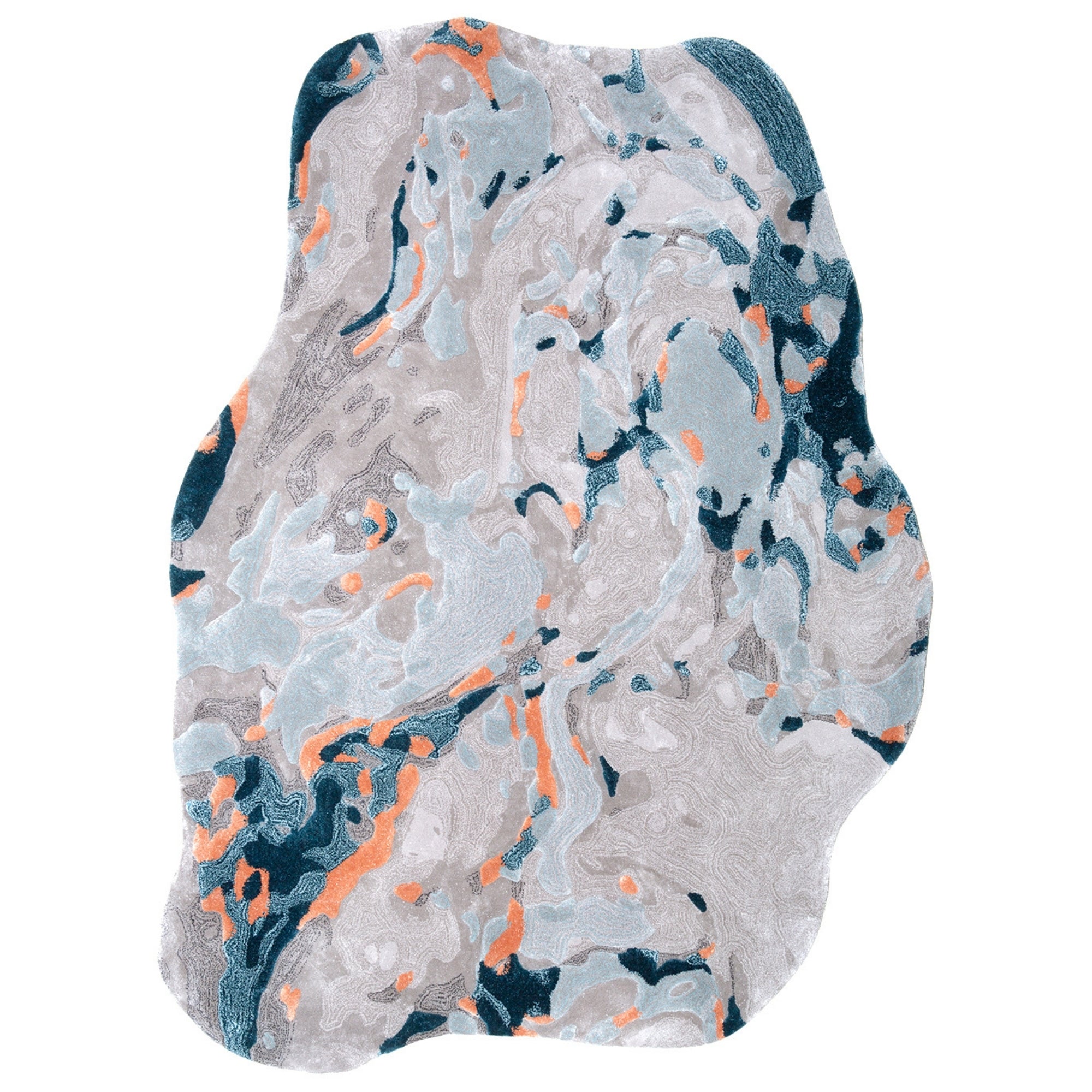 Handmade Wool Rug Tuft Weaving, Sustainable Contemporary Carpet, Grey Rock Shape, Irregular Shape, Custom Made On-Demand in Turkiye_ETUGENE_Rock-001-M