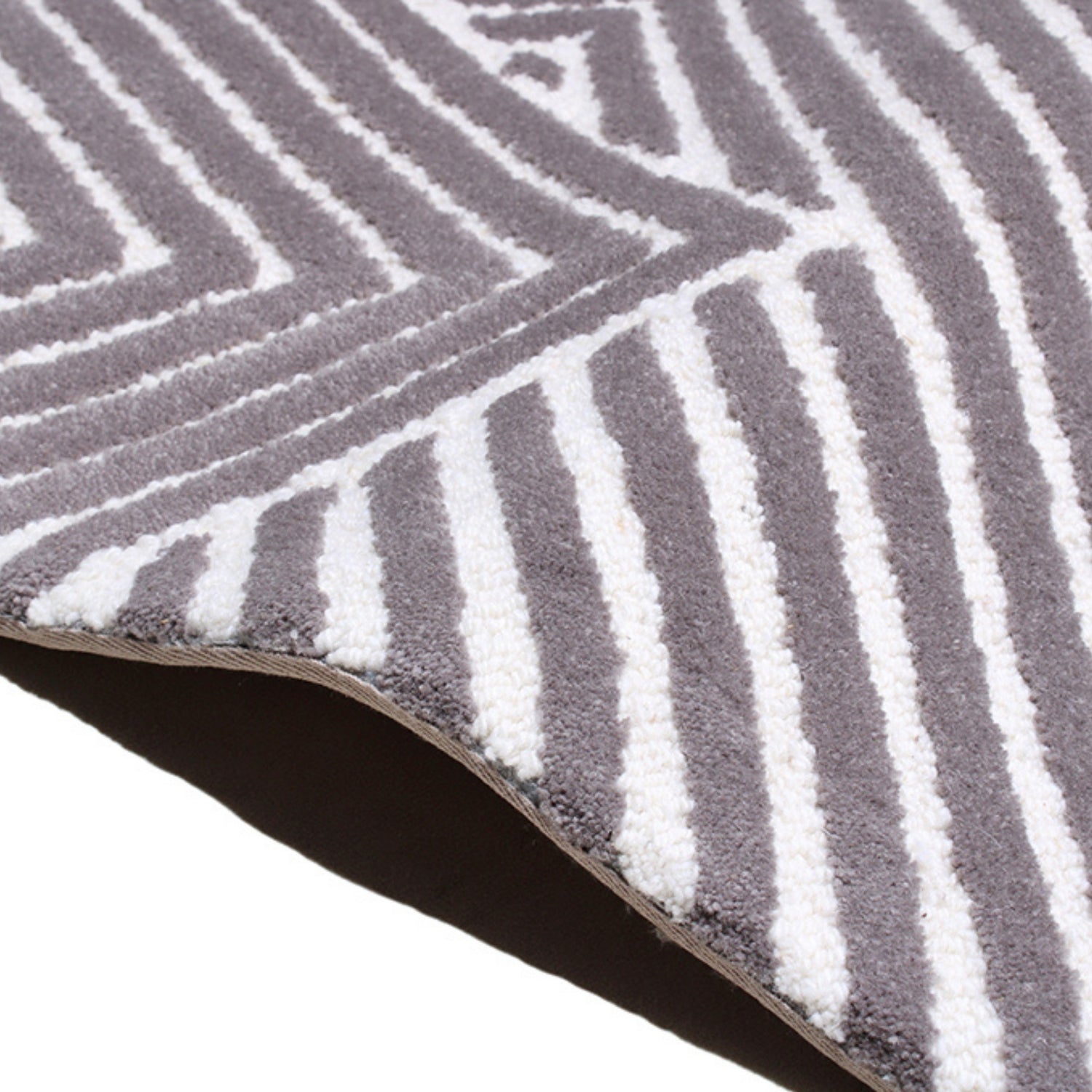 Handmade Wool Rug Tuft Weaving, Sustainable Contemporary Carpet, Grey &amp; White, Rectangular Shape, Custom Made On-Demand in Turkiye_ETUGENE_Trace-004-B-Border