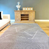 Handmade Wool Rug Tuft Weaving, Sustainable Contemporary Carpet, Grey & White, Rectangular Shape, Custom Made On-Demand in Turkiye_ETUGENE_Trace-004-B-Home