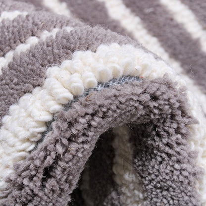 Handmade Wool Rug Tuft Weaving, Sustainable Contemporary Carpet, Grey &amp; White, Rectangular Shape, Custom Made On-Demand in Turkiye_ETUGENE_Trace-004-B-Tuft