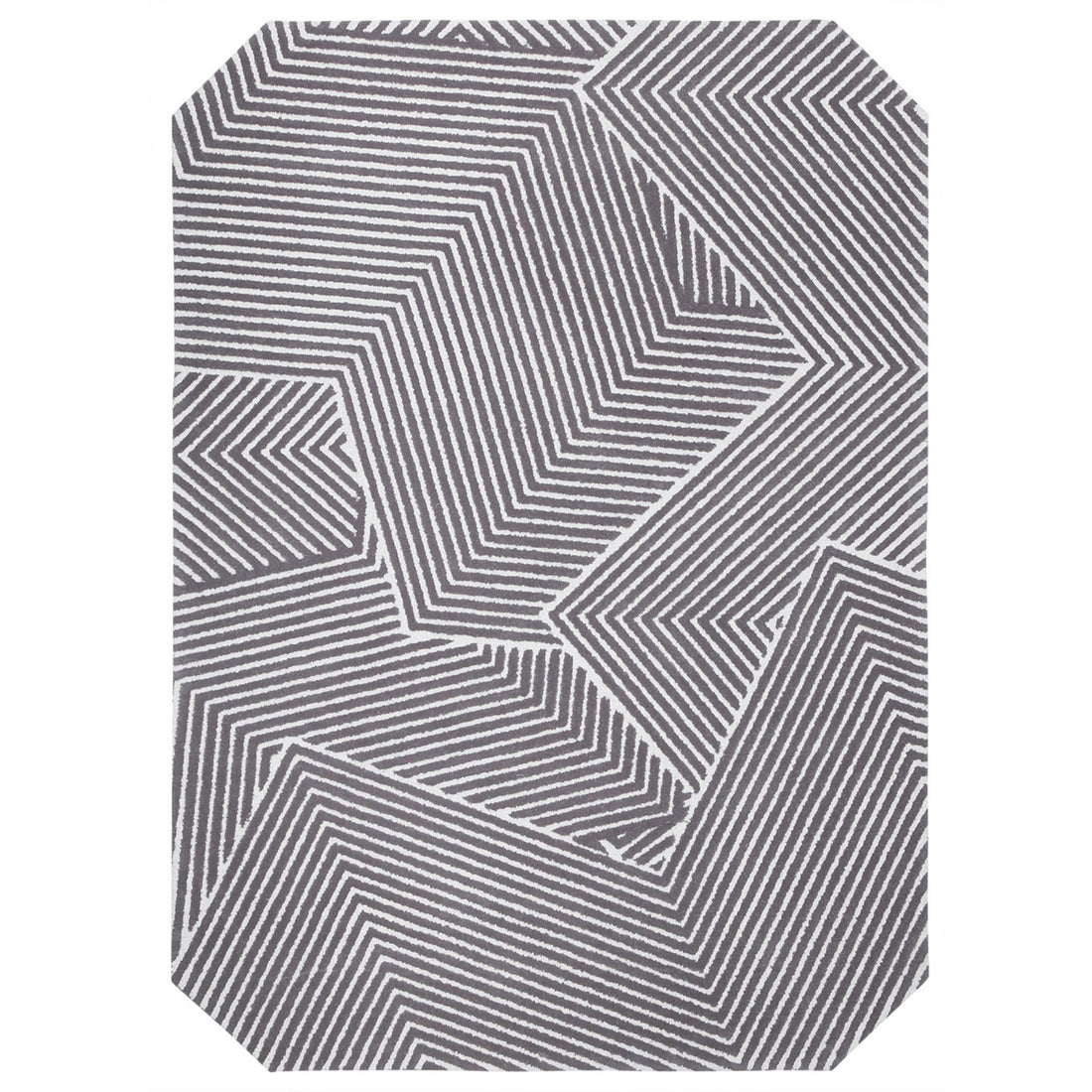 Handmade Wool Rug Tuft Weaving, Sustainable Contemporary Carpet, Grey &amp; White, Rectangular Shape, Custom Made On-Demand in Turkiye_ETUGENE_Trace-004-B