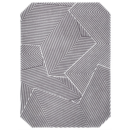 Handmade Wool Rug Tuft Weaving, Sustainable Contemporary Carpet, Grey &amp; White, Rectangular Shape, Custom Made On-Demand in Turkiye_ETUGENE_Trace-004-B