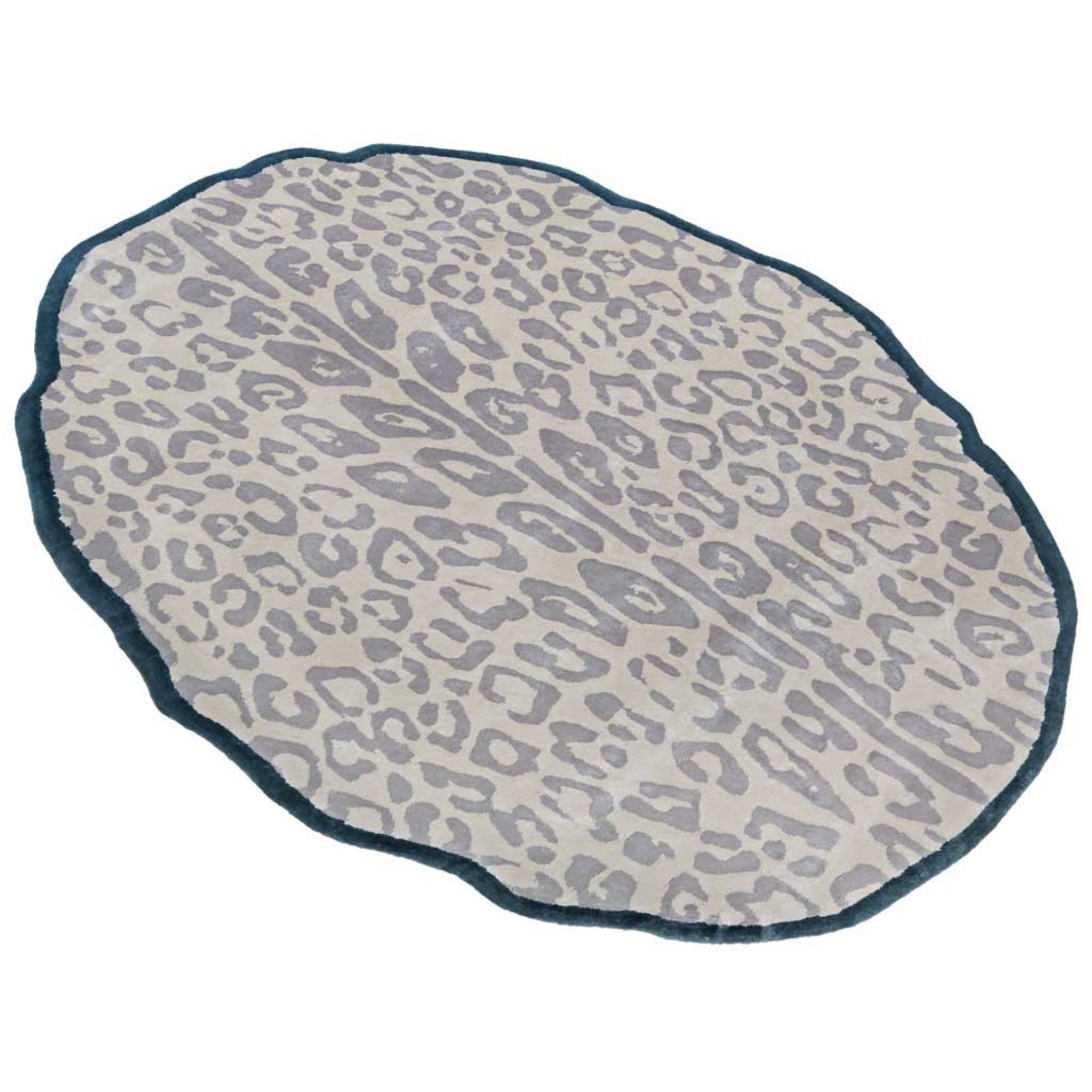 Handmade Wool Rug Tuft Weaving, Sustainable Contemporary Carpet, Iconic Leopard, Oval Shape, Custom Made On-Demand in Turkiye_ETUGENE_Leopard-003-J-Horizontal