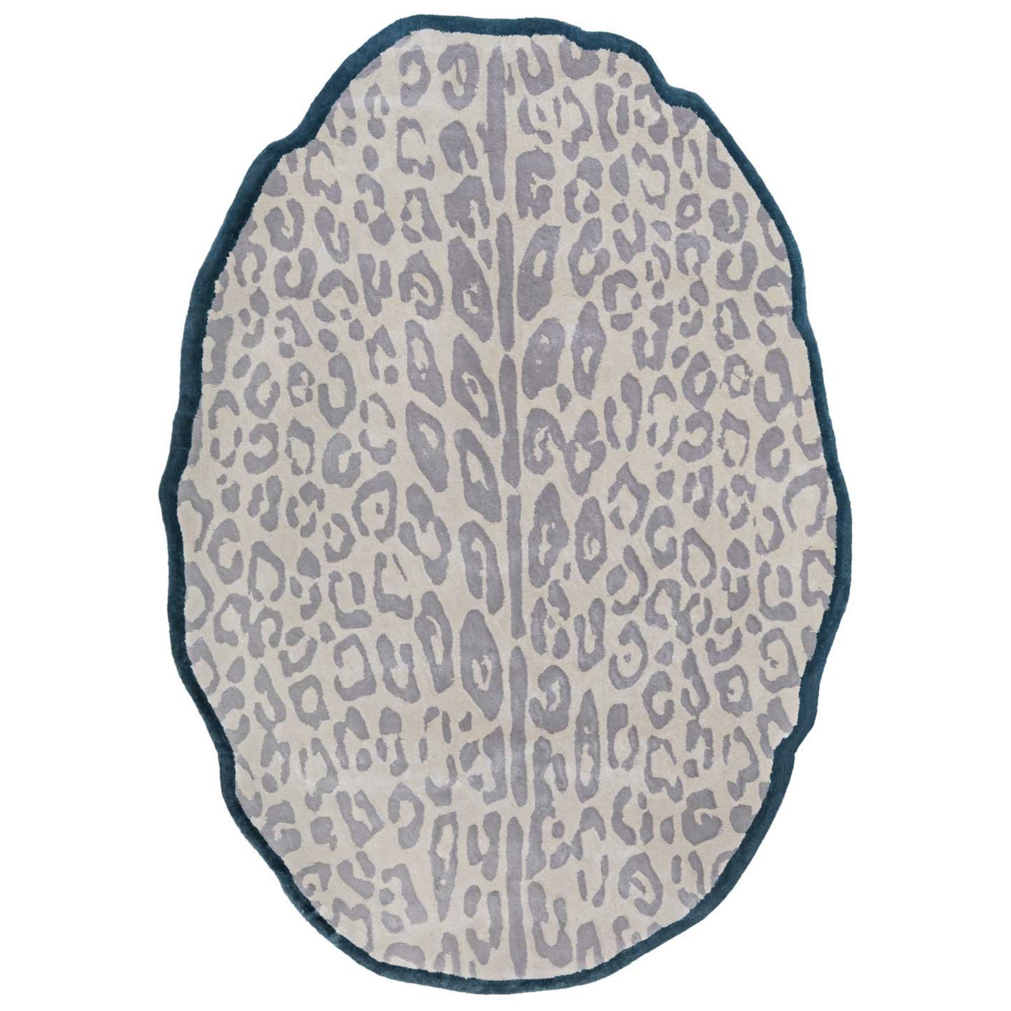 Handmade Wool Rug Tuft Weaving, Sustainable Contemporary Carpet, Iconic Leopard, Oval Shape, Custom Made On-Demand in Turkiye_ETUGENE_Leopard-003-J