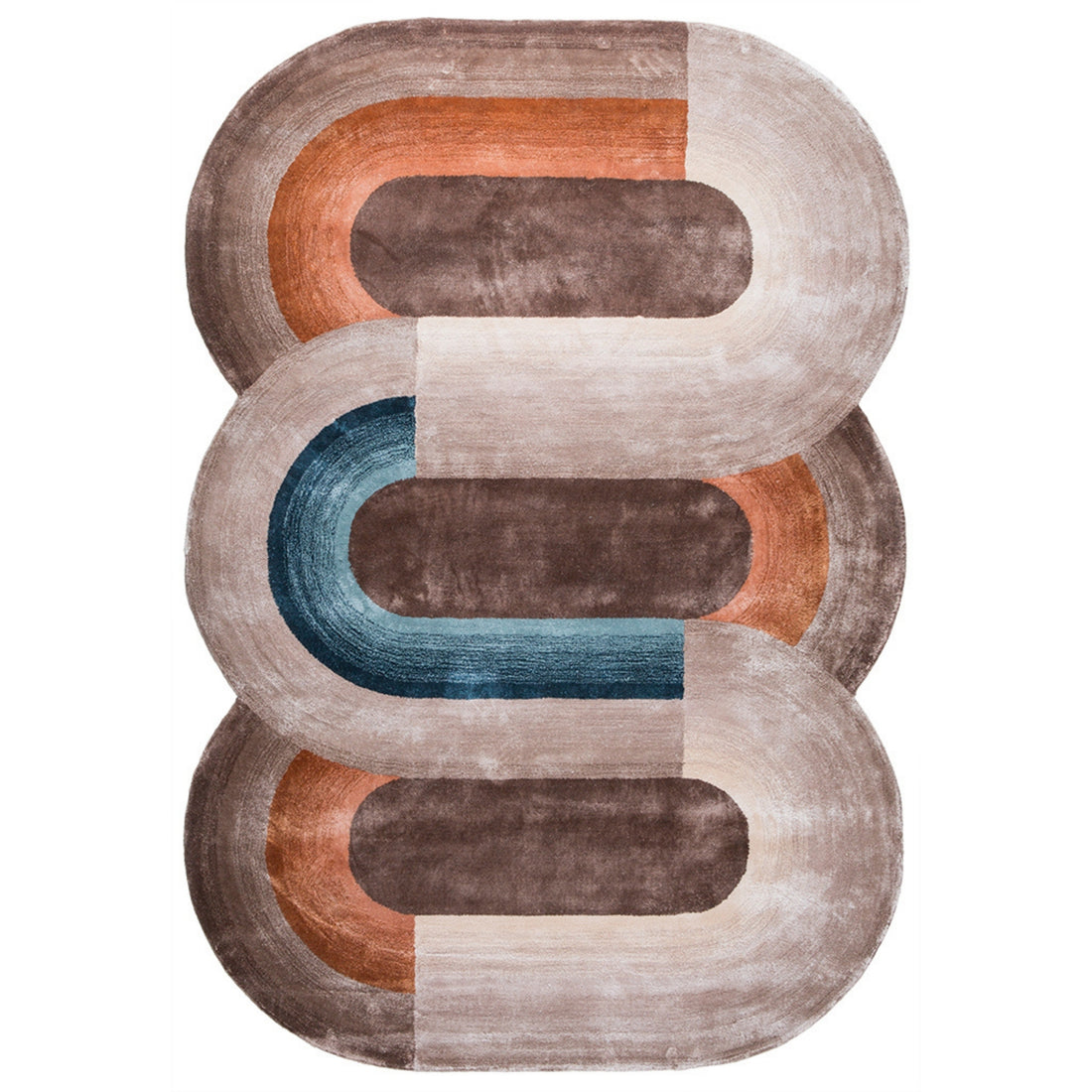 Handmade Wool Rug Tuft Weaving, Sustainable Contemporary Carpet, Interlocking Loops Design, Irregular Shape, Custom Made On-Demand in Turkiye_ETUGENE_Geo-002-N