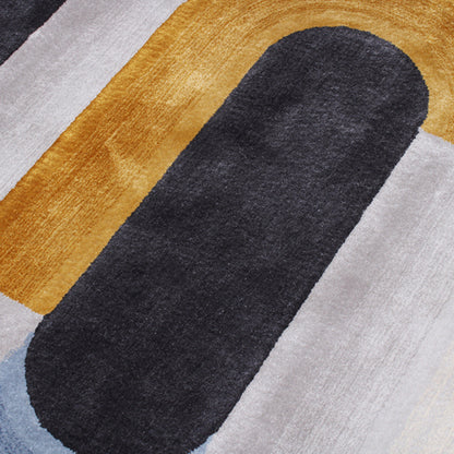 Handmade Wool Rug Tuft Weaving, Sustainable Contemporary Carpet, Interlocking Loops Design, Irregular Shape, Custom Made On-Demand in Turkiye_ETUGENE_Geo-002-VX-Motifs