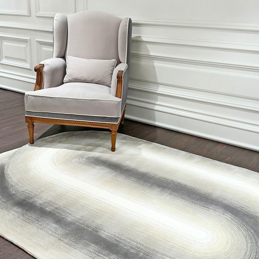 Handmade Wool Rug Tuft Weaving, Sustainable Contemporary Carpet, Interlocking Oval Shapes, Irregular Shape, Custom Made On-Demand in Turkiye_ETUGENE_Geo-005-D-Home