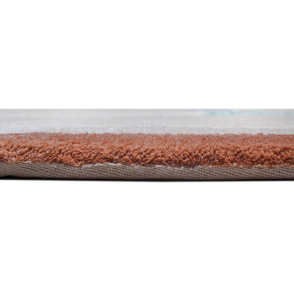 Handmade Wool Rug Tuft Weaving, Sustainable Contemporary Carpet, Orange Minimalist Design, Oval Shape, Custom Made On-Demand in Turkiye_ETUGENE_Ovoid-003-GR-Height