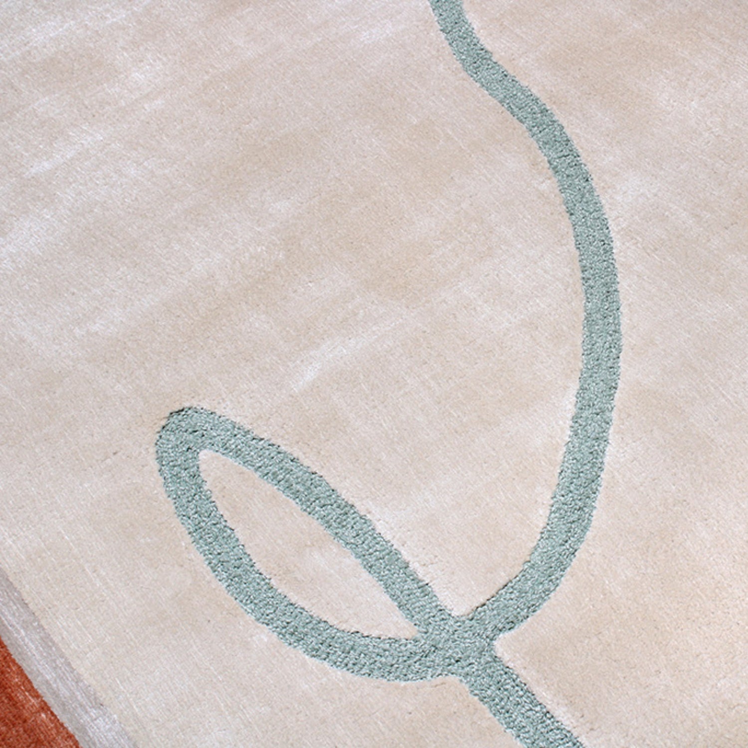 Handmade Wool Rug Tuft Weaving, Sustainable Contemporary Carpet, Orange Minimalist Design, Oval Shape, Custom Made On-Demand in Turkiye_ETUGENE_Ovoid-003-GR-Motifs