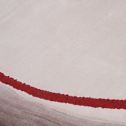 Handmade Wool Rug Tuft Weaving, Sustainable Contemporary Carpet, Red Minimalist Design, Oval Shape, Custom Made On-Demand in Turkiye_ETUGENE_Ovoid-001-B-Motifs
