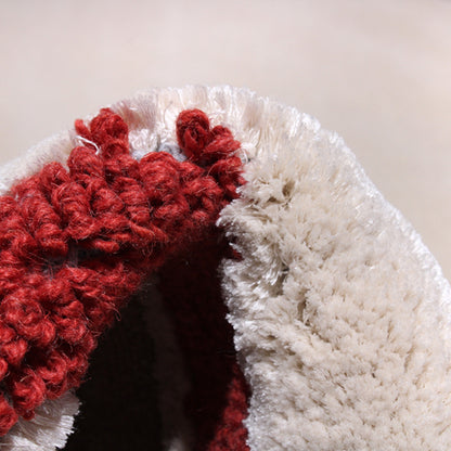 Handmade Wool Rug Tuft Weaving, Sustainable Contemporary Carpet, Red Minimalist Design, Oval Shape, Custom Made On-Demand in Turkiye_ETUGENE_Ovoid-001-B-Tuft