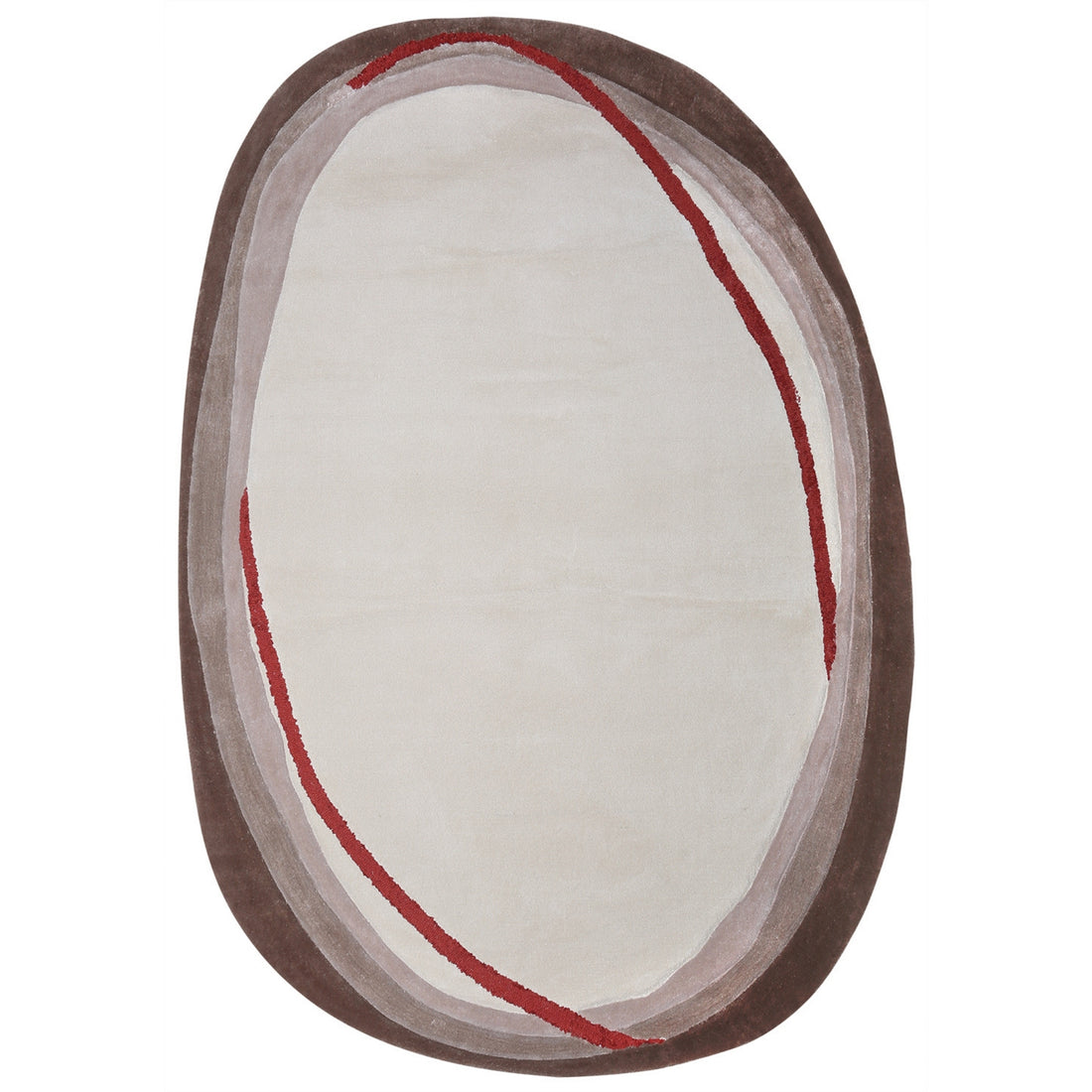 Handmade Wool Rug Tuft Weaving, Sustainable Contemporary Carpet, Red Minimalist Design, Oval Shape, Custom Made On-Demand in Turkiye_ETUGENE_Ovoid-001-B