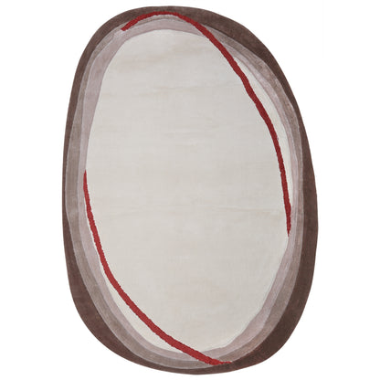 Handmade Wool Rug Tuft Weaving, Sustainable Contemporary Carpet, Red Minimalist Design, Oval Shape, Custom Made On-Demand in Turkiye_ETUGENE_Ovoid-001-B