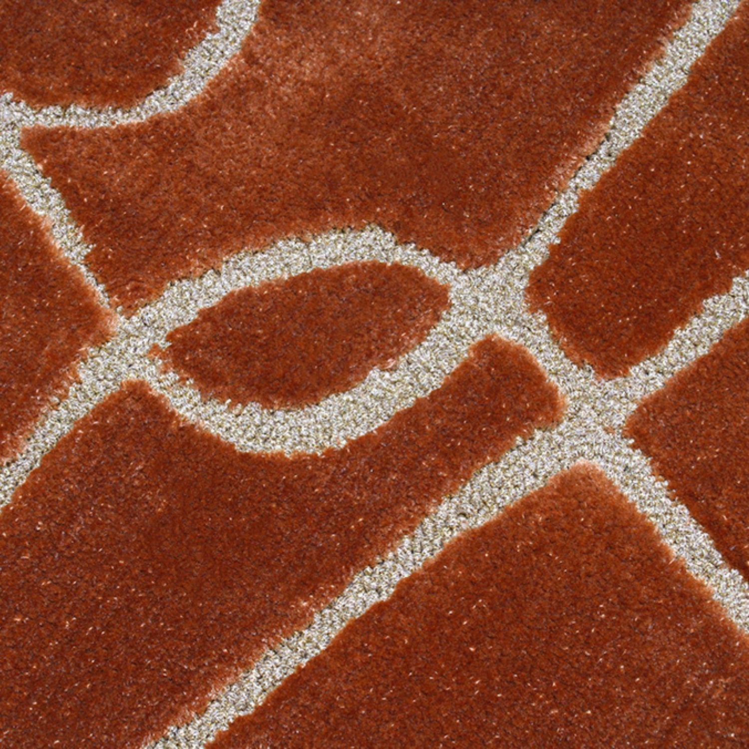 Handmade Wool Rug Tuft Weaving, Sustainable Contemporary Carpet, Shinny Curve Orange Design, Rectangular Shape, Custom Made On-Demand in Turkiye_ETUGENE_Shinny-004-E-Design