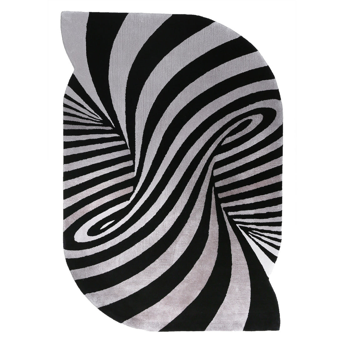 Handmade Wool Rug Tuft Weaving, Sustainable Contemporary Carpet, Swirl Design, Irregular Shape, Custom Made On-Demand in Turkiye_ETUGENE_Weave-002-A