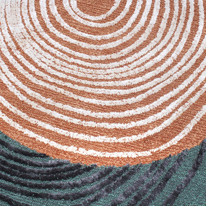 Handmade Wool Rug Tuft Weaving, Sustainable Contemporary Carpet, Three Rings, Round Shape, Custom Made On-Demand in Turkiye_ETUGENE_Helix-004-GX-Details