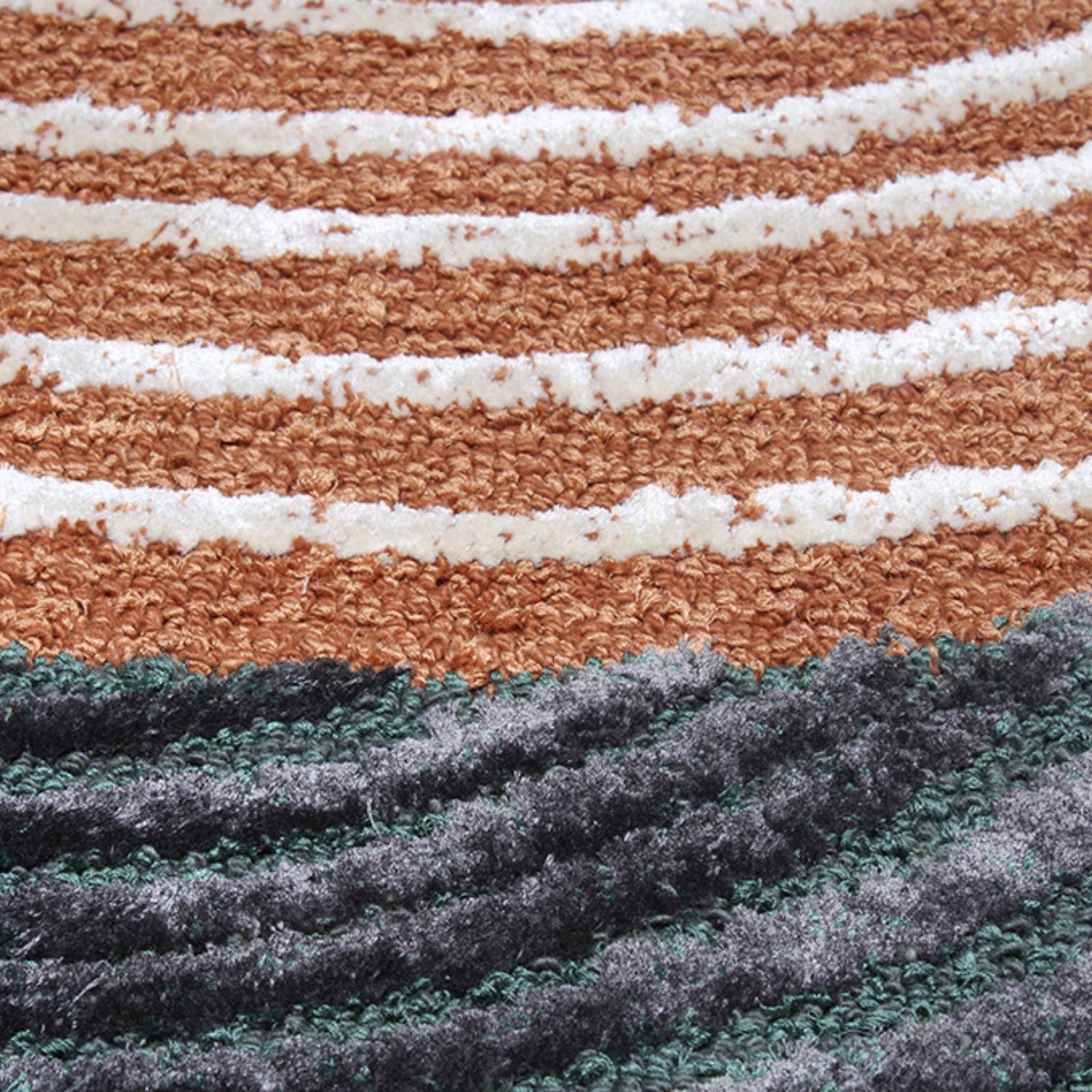 Handmade Wool Rug Tuft Weaving, Sustainable Contemporary Carpet, Three Rings, Round Shape, Custom Made On-Demand in Turkiye_ETUGENE_Helix-004-GX-Motifs