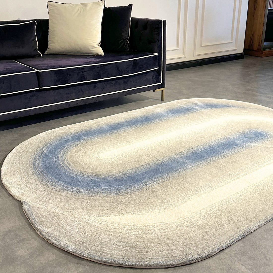 Handmade Wool Rug Tuft Weaving, Sustainable Contemporary Carpet, Two Interlocking Oval Shapes, Irregular Shape, Custom Made On-Demand in Turkiye_ETUGENE_Geo-005-VX-Home