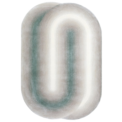 Handmade Wool Rug Tuft Weaving, Sustainable Contemporary Carpet, Two Interlocking Oval Shapes, Irregular Shape, Custom Made On-Demand in Turkiye_ETUGENE_Geo-005-Y