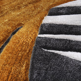 Handmade Wool Rug Tuft Weaving, Sustainable Contemporary Carpet, White Brown Pleat Design, Irregular Shape, Custom Made On-Demand in Turkiye_ETUGENE_Pleat-002-F-Details