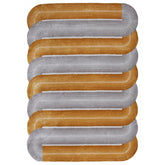 Handmade Wool Rug Tuft Weaving, Sustainable Contemporary Carpet, Yellow & Grey Bands, Irregular Shape, Custom Made On-Demand in Turkiye_ETUGENE_Geo-006-F