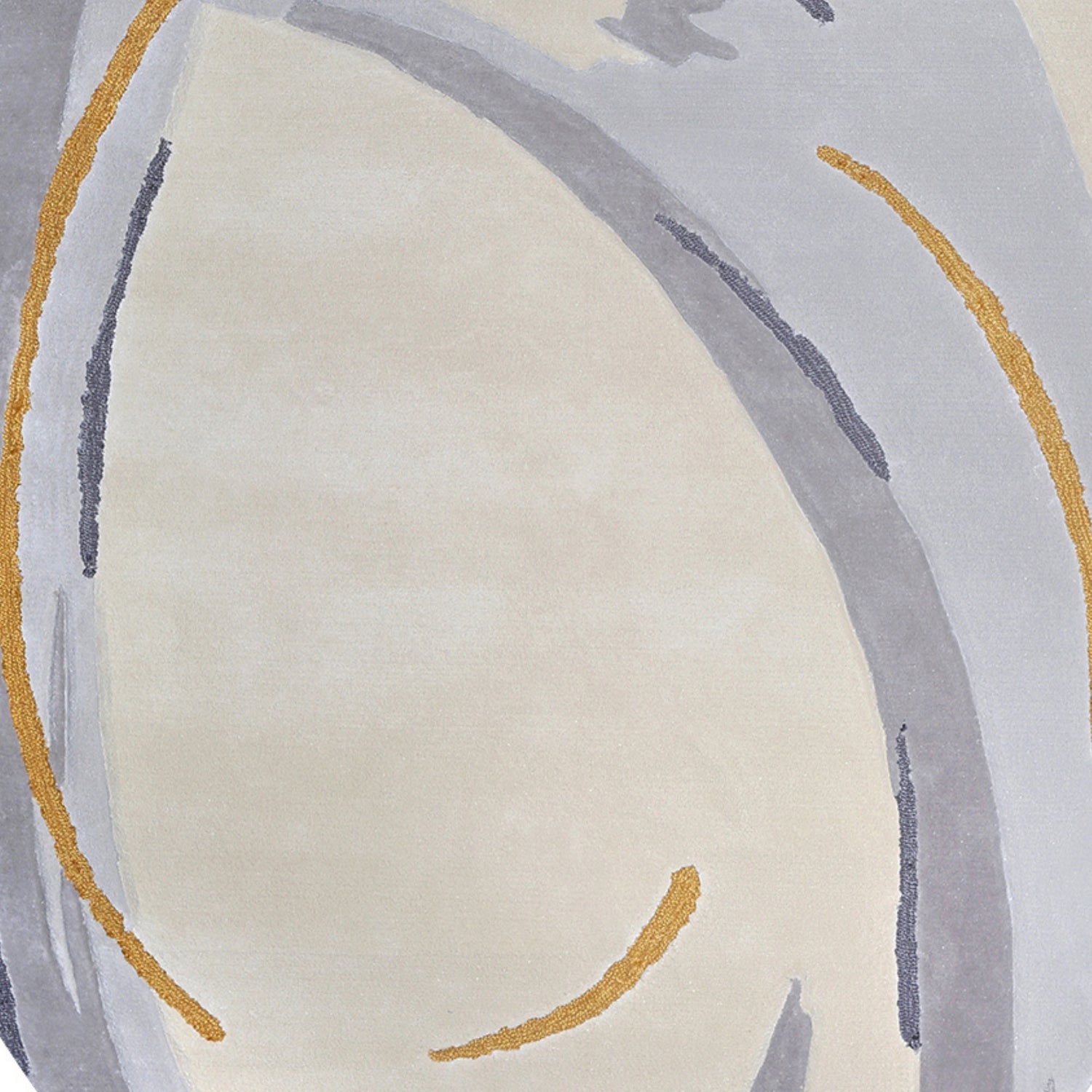 Handmade Wool Rug Tuft Weaving, Sustainable Contemporary Carpet, Yellow Grey Minimalist Design, Oval Shape, Custom Made On-Demand in Turkiye_ETUGENE_Ovoid-002-F-Design