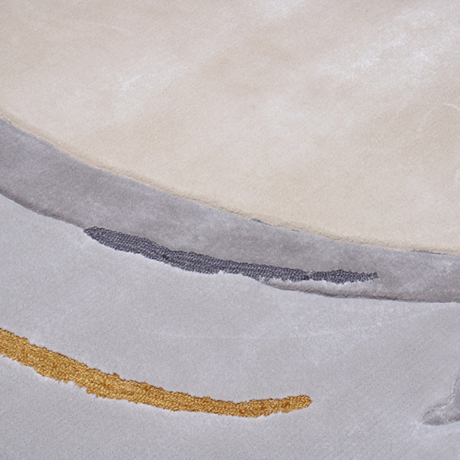 Handmade Wool Rug Tuft Weaving, Sustainable Contemporary Carpet, Yellow Grey Minimalist Design, Oval Shape, Custom Made On-Demand in Turkiye_ETUGENE_Ovoid-002-F-Motifs