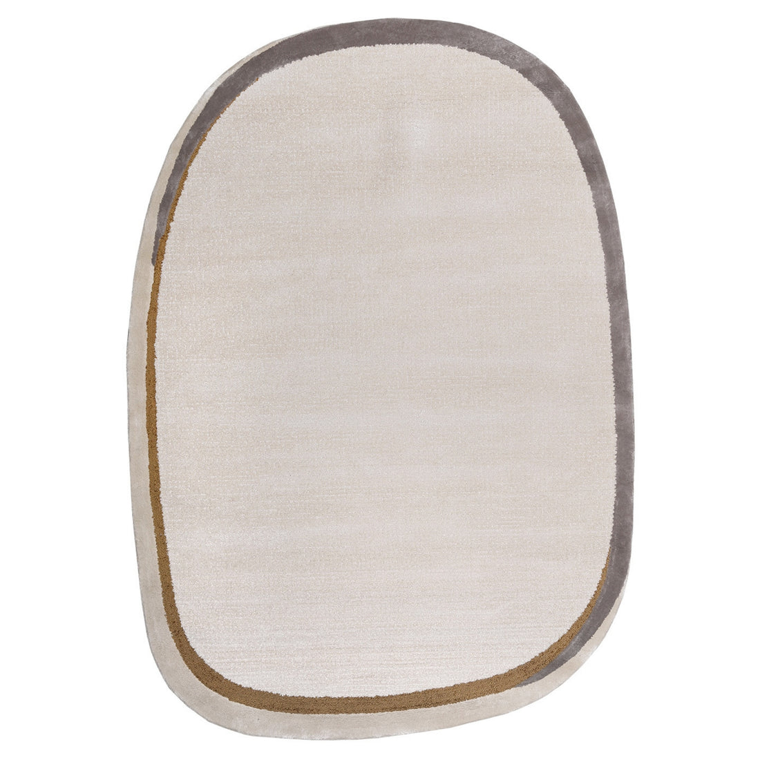 Handmade Wool Rug Tuft Weaving, Sustainable Contemporary Carpet, Yellow Minimalist Design, Oval Shape, Custom Made On-Demand in Turkiye_ETUGENE_Ovoid-005-F