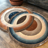Handmade Wool Rug Tuft Weaving, Sustainable Contemporary Design Carpet, Beige, Brown, Orange, Blue Circles, Irregular Shape, Custom Made On-Demand in Turkiye_ETUGENE_Circle-002-N-Home