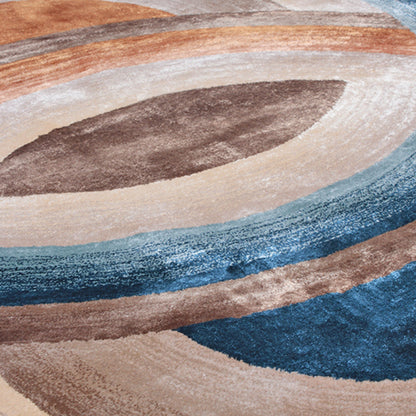 Handmade Wool Rug Tuft Weaving, Sustainable Contemporary Design Carpet, Beige, Brown, Orange, Blue Circles, Irregular Shape, Custom Made On-Demand in Turkiye_ETUGENE_Circle-002-N-Motifs