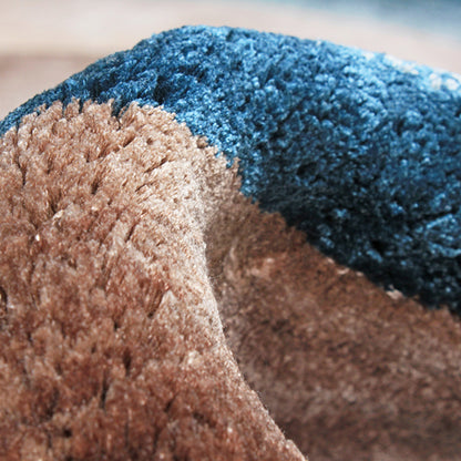 Handmade Wool Rug Tuft Weaving, Sustainable Contemporary Design Carpet, Beige, Brown, Orange, Blue Circles, Irregular Shape, Custom Made On-Demand in Turkiye_ETUGENE_Circle-002-N-Tuft