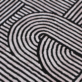 Handmade Wool Rug Tuft Weaving, Sustainable Contemporary Design Carpet, Black Geometric Lines, Rectangular Shape, Custom Made On-Demand in Turkiye_ETUGENE_Trace-003-Black-Design