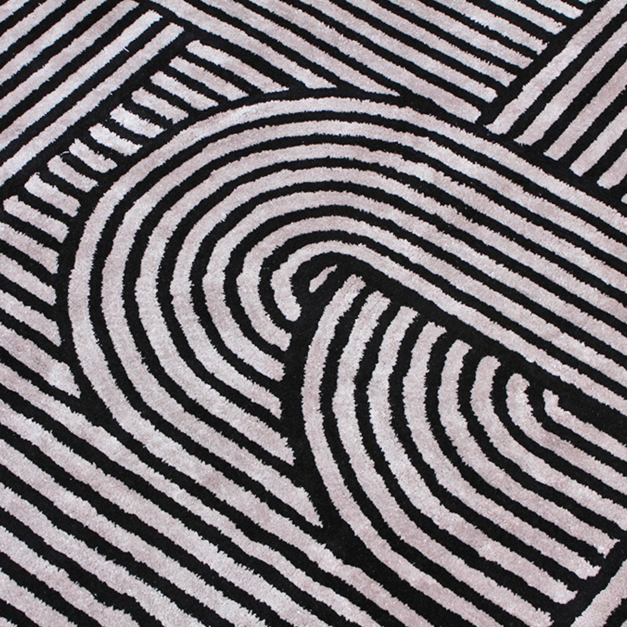 Handmade Wool Rug Tuft Weaving, Sustainable Contemporary Design Carpet, Black Geometric Lines, Rectangular Shape, Custom Made On-Demand in Turkiye_ETUGENE_Trace-003-Black-Design