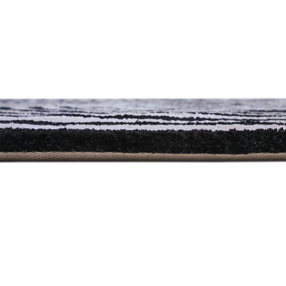 Handmade Wool Rug Tuft Weaving, Sustainable Contemporary Design Carpet, Black Geometric Lines, Rectangular Shape, Custom Made On-Demand in Turkiye_ETUGENE_Trace-003-Black-Height