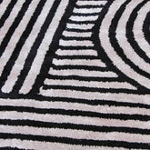 Handmade Wool Rug Tuft Weaving, Sustainable Contemporary Design Carpet, Black Geometric Lines, Rectangular Shape, Custom Made On-Demand in Turkiye_ETUGENE_Trace-003-Black-Motifs