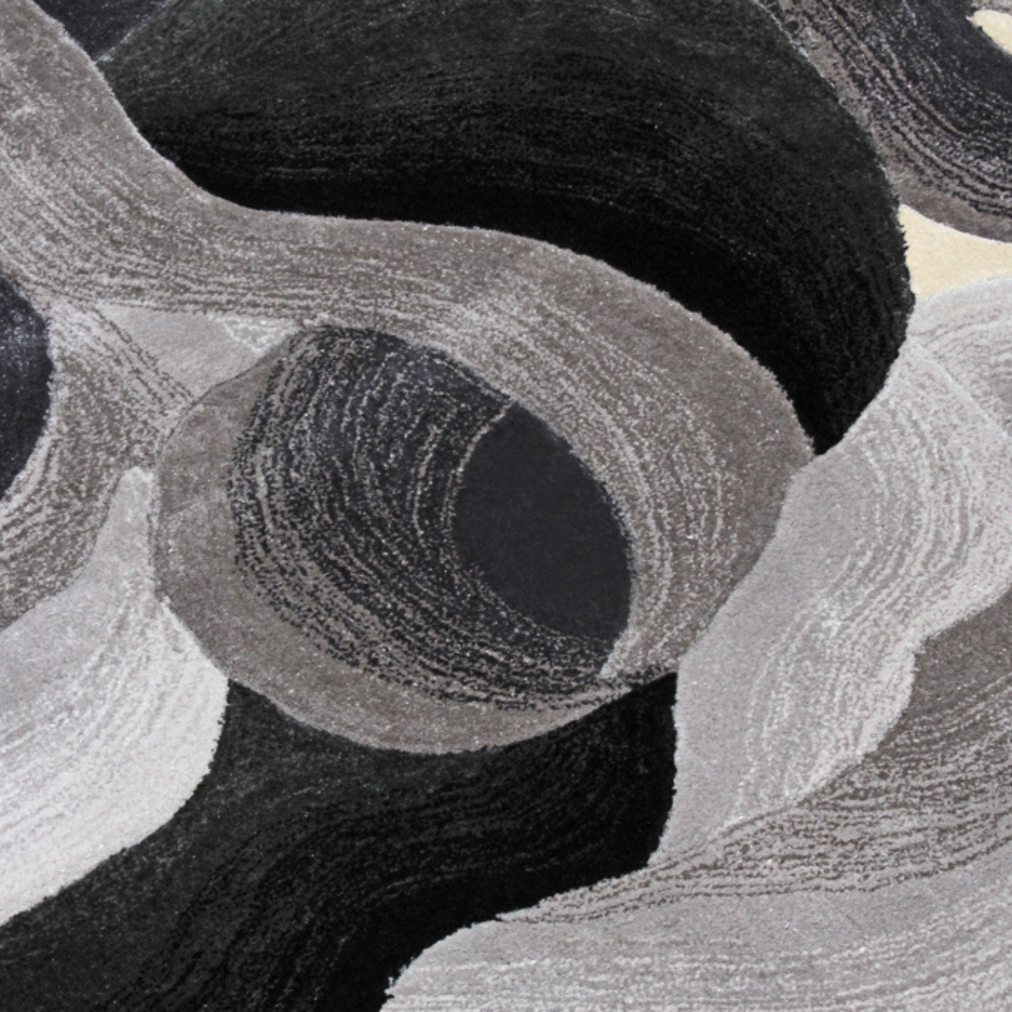 Handmade Wool Rug Tuft Weaving, Sustainable Contemporary Design Carpet, Black, Grey, White Colors, Irregular Shape, Custom Made On-Demand in Turkiye_ETUGENE_Cell-001-A-Motif