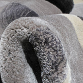 Handmade Wool Rug Tuft Weaving, Sustainable Contemporary Design Carpet, Black, Grey, White Colors, Irregular Shape, Custom Made On-Demand in Turkiye_ETUGENE_Cell-001-A-Tuft