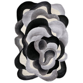 Handmade Wool Rug Tuft Weaving, Sustainable Contemporary Design Carpet, Black, Grey, White Colors, Irregular Shape, Custom Made On-Demand in Turkiye_ETUGENE_Cell-001-A