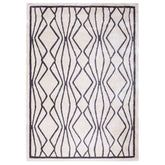 Handmade Wool Rug Tuft Weaving, Sustainable Contemporary Design Carpet, Black on White Colors, Rectangle, Custom Made On-Demand in Turkiye_ETUGENE_CAGE-005-A